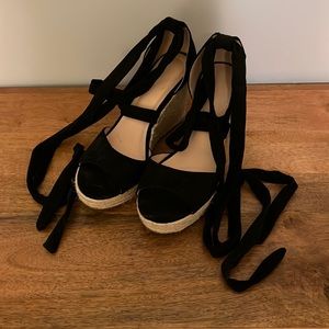 Black platform wedges. Size 7.5